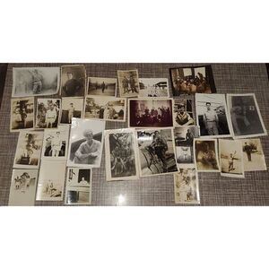 Misc lot of military snapshots (28) 1945-1950's Black and white Ft Bragg Africa